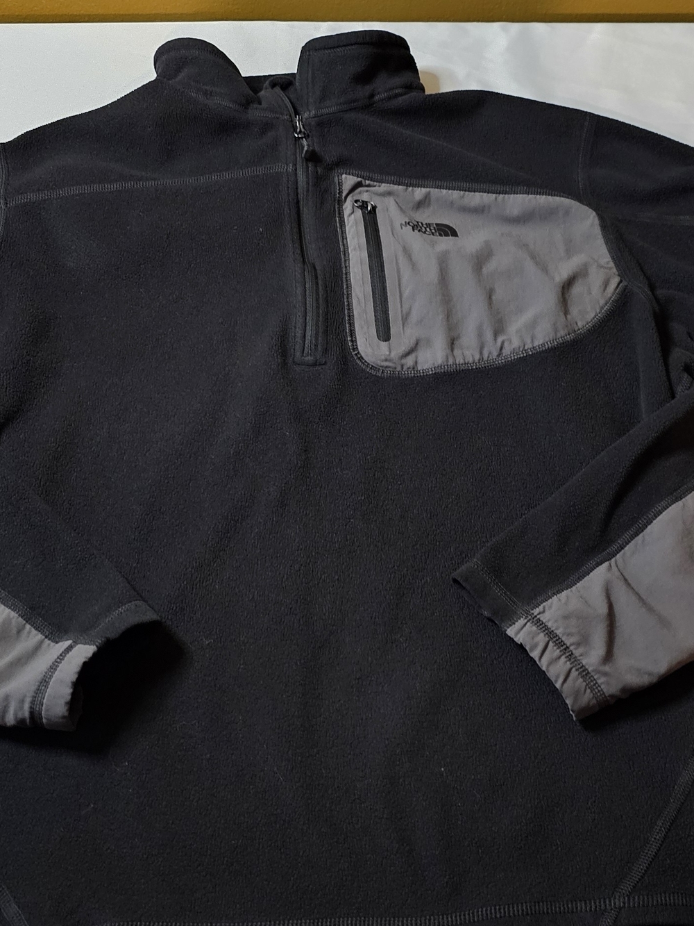 The North Face Black Fleece Pullover with Gray Chest Pocket